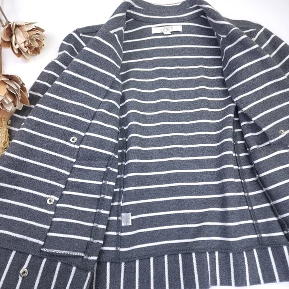 Loft Grey White Striped Blazer Sz S - Picture 5 of 13